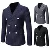 Mens Slim Striped Double Breasted Blazer
