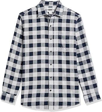 Mens Slim Fit Business Flannel Long Sleeve Shirt (12)