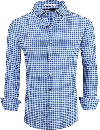 Mens Printed Stretch Wrinkle Resistant Business Shirt