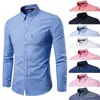 Mens Autumn Winter Slim Fit Oxford Lapel Shirt