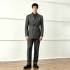 Men's Double-Breasted Checked Suit Set