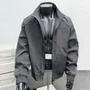 Mens Solid Stand Collar Casual Jacket