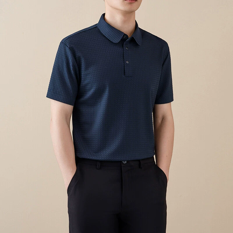 Mens Cool Breathable Business Summer Polo Shirt