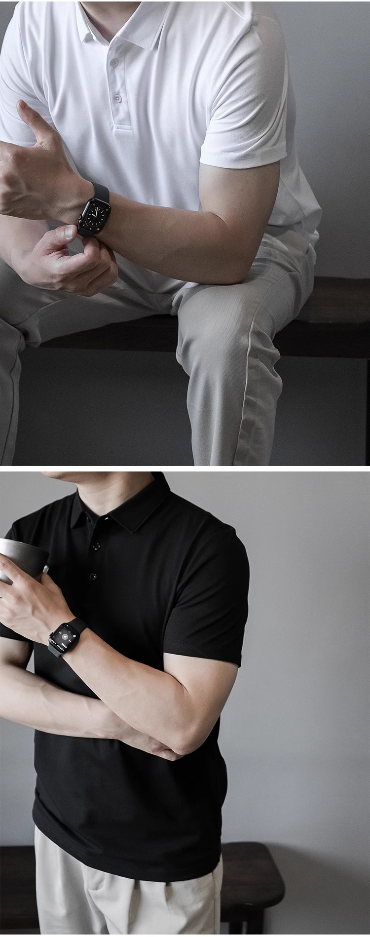 Mens Slim Solid Mercerized Business Polo Shirt (4)