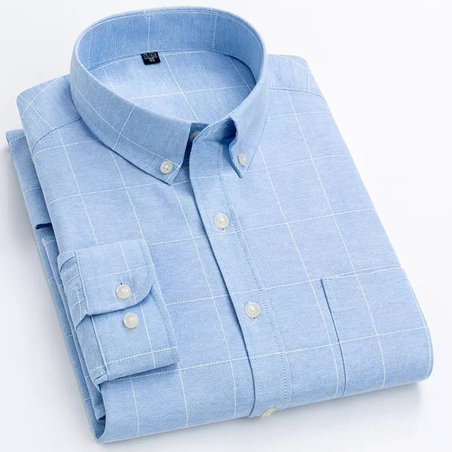 Long-Sleeve Casual Relaxed-Fit Checked Shirt