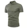 Mens Cotton Linen Stand Collar Slim Summer Shirt