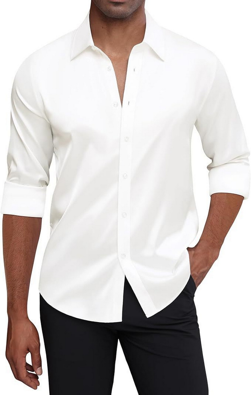 Mens Satin Silk Non Iron Business Dress Shirt (3)