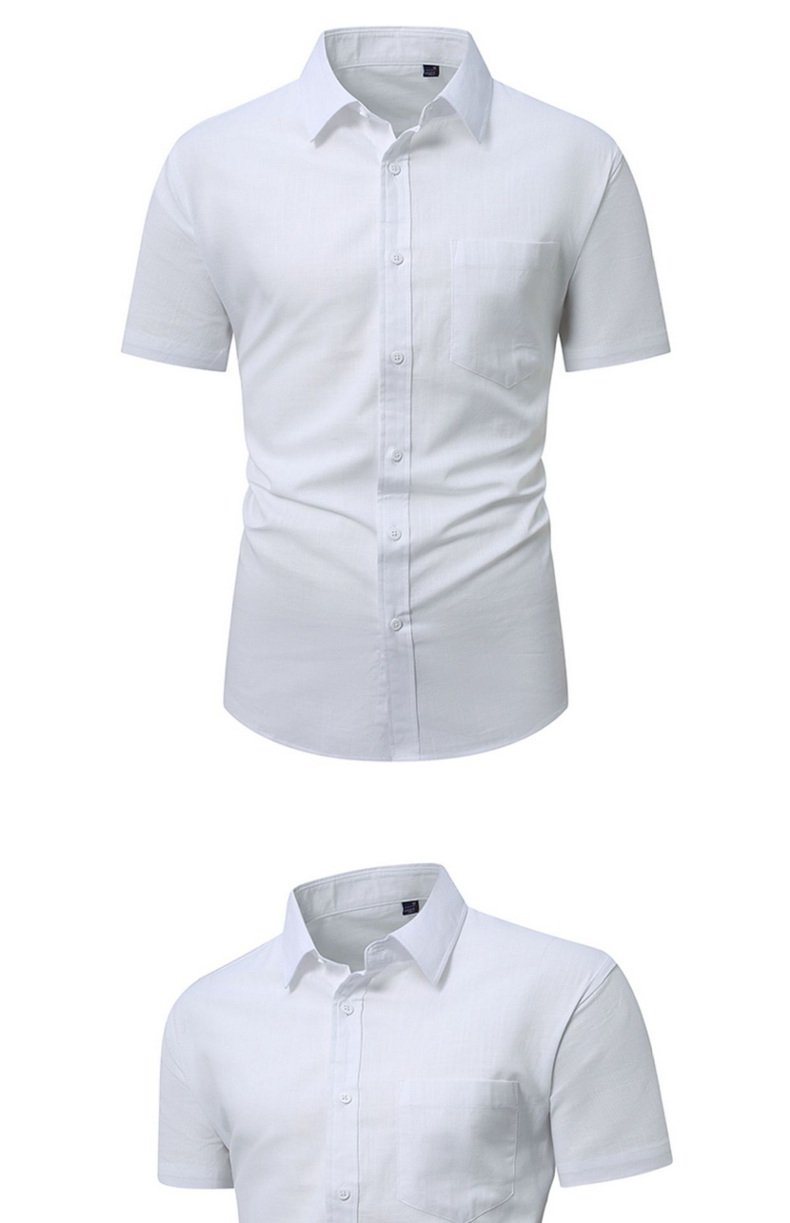 Mens Slub Cotton Short Sleeve Casual Shirt (17)