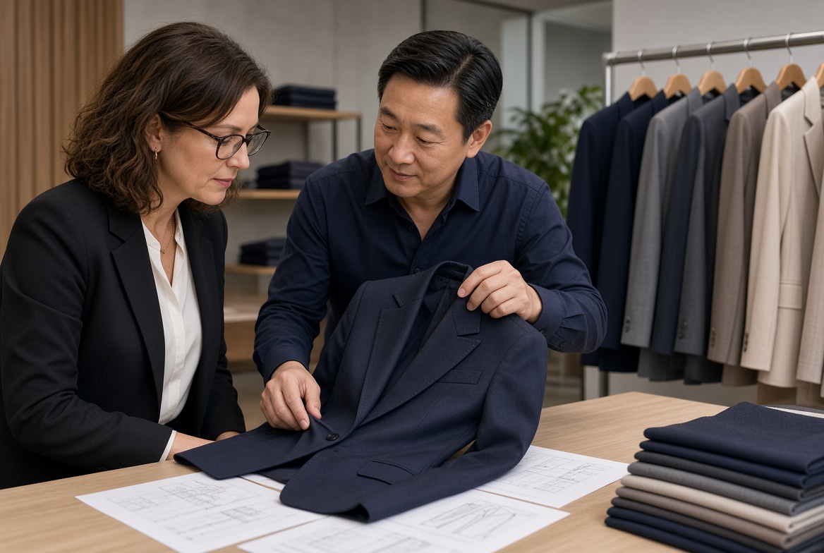 Global Buyer Inspecting Women&rsquo;s Suit Samples-20260826