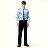 Mens Blue Railway Crew Long Sleeve Work Shirt