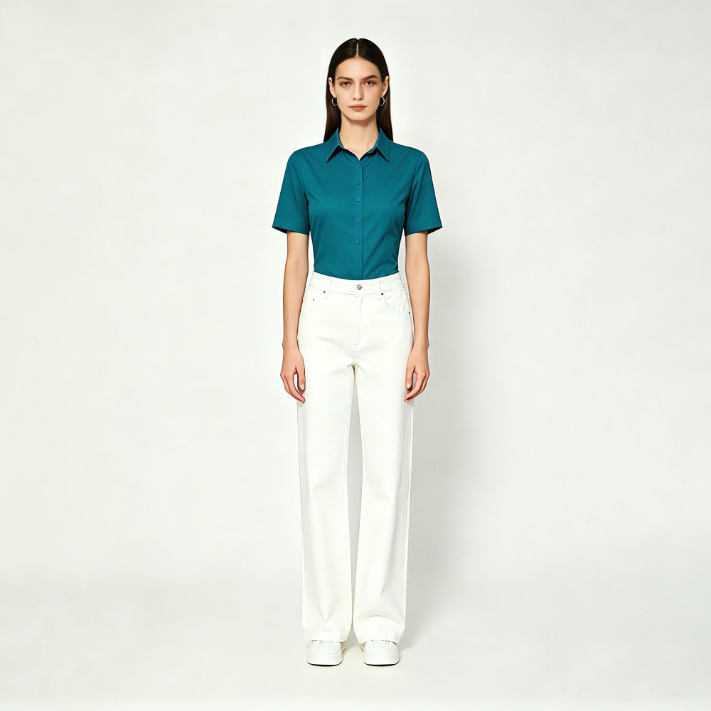 Striped Easy Iron Womens Blouse Shirt