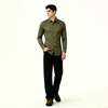 Mens Solid Wrinkle Resistant Casual Long Sleeve Shirt