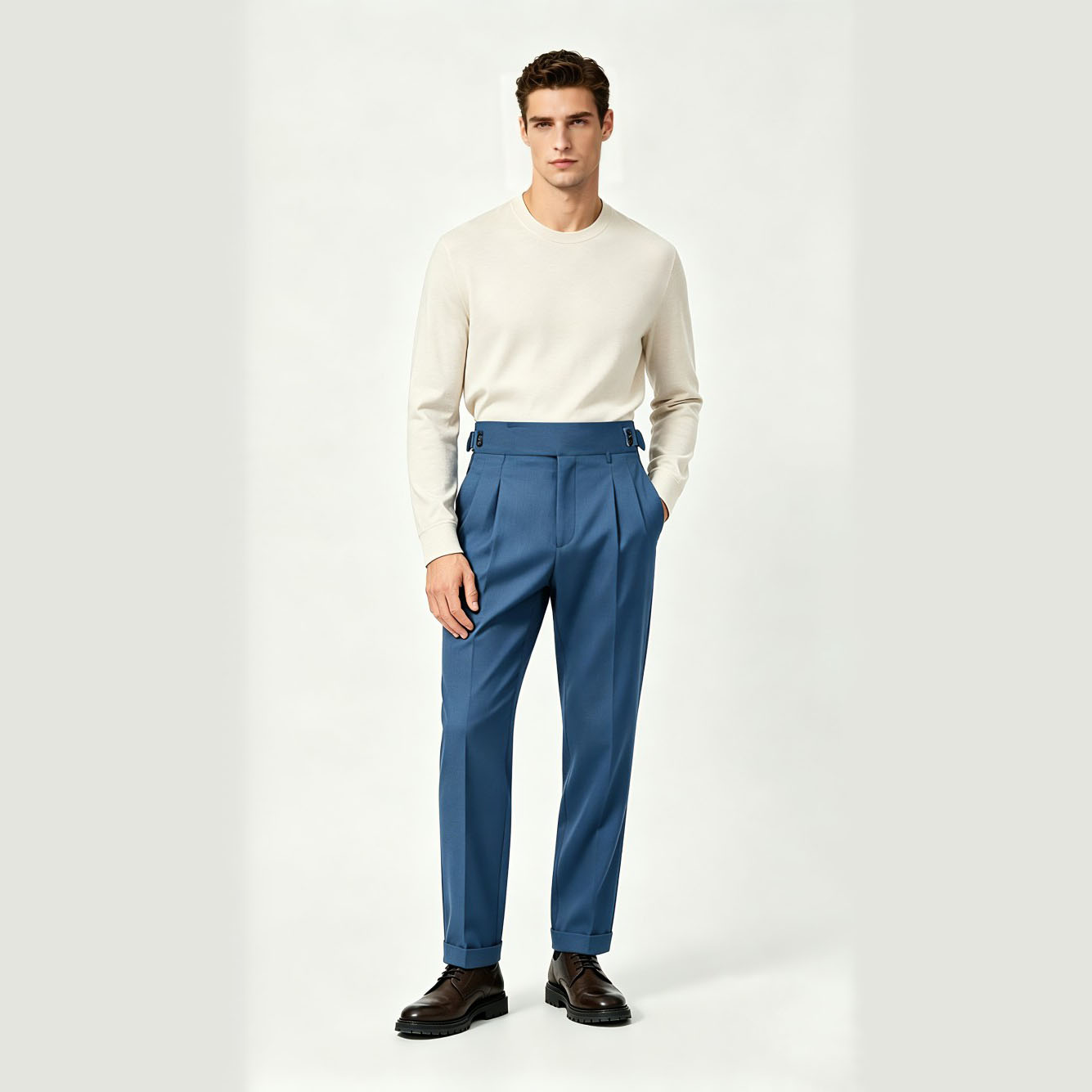 Naples Pleated Slim Fit Business Dress Pants