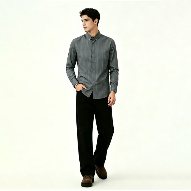 Mens Slim Fit Striped Premium Casual Shirt