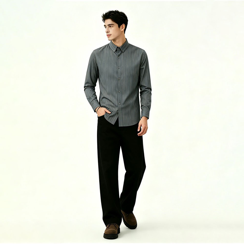 Mens Slim Fit Striped Premium Casual Shirt
