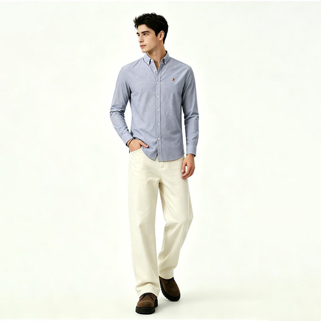 Mens Pure Cotton Oxford Business Casual Shirt