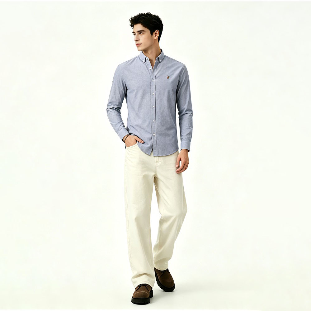 Mens Pure Cotton Oxford Business Casual Shirt