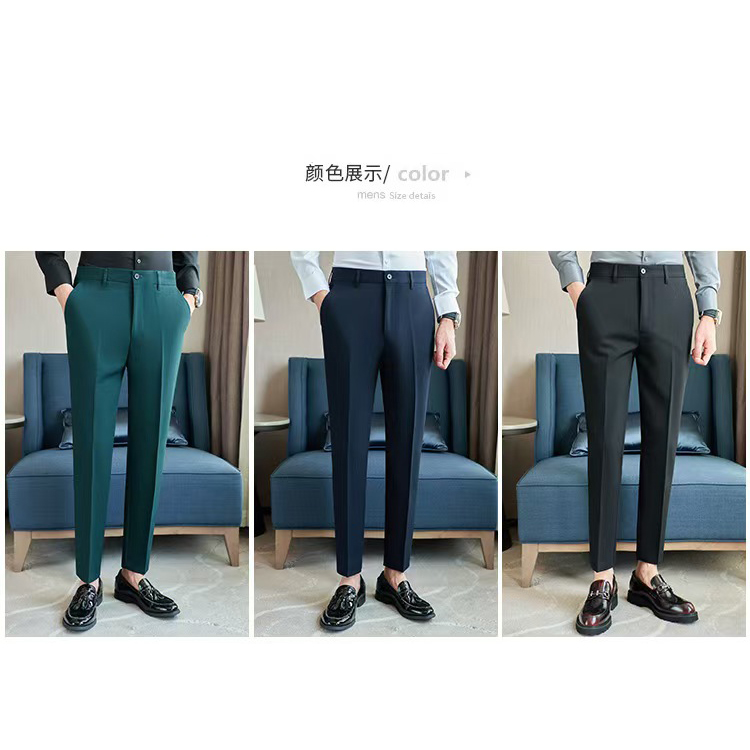 Men's LOGO-Customizable High-Quality Durable Stretch Wrinkle-Free Cotton Blend Twill Fabric Casual Business Chinos (3)