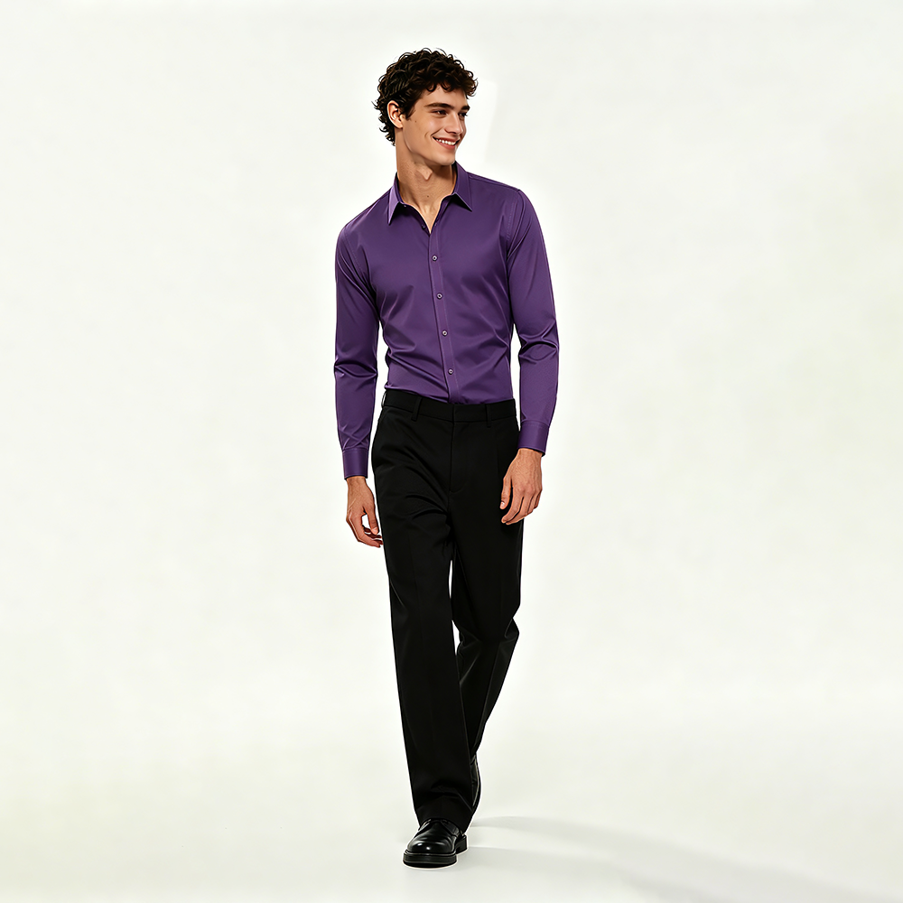 Mens Long Sleeve Comfort Stretch Work Shirt
