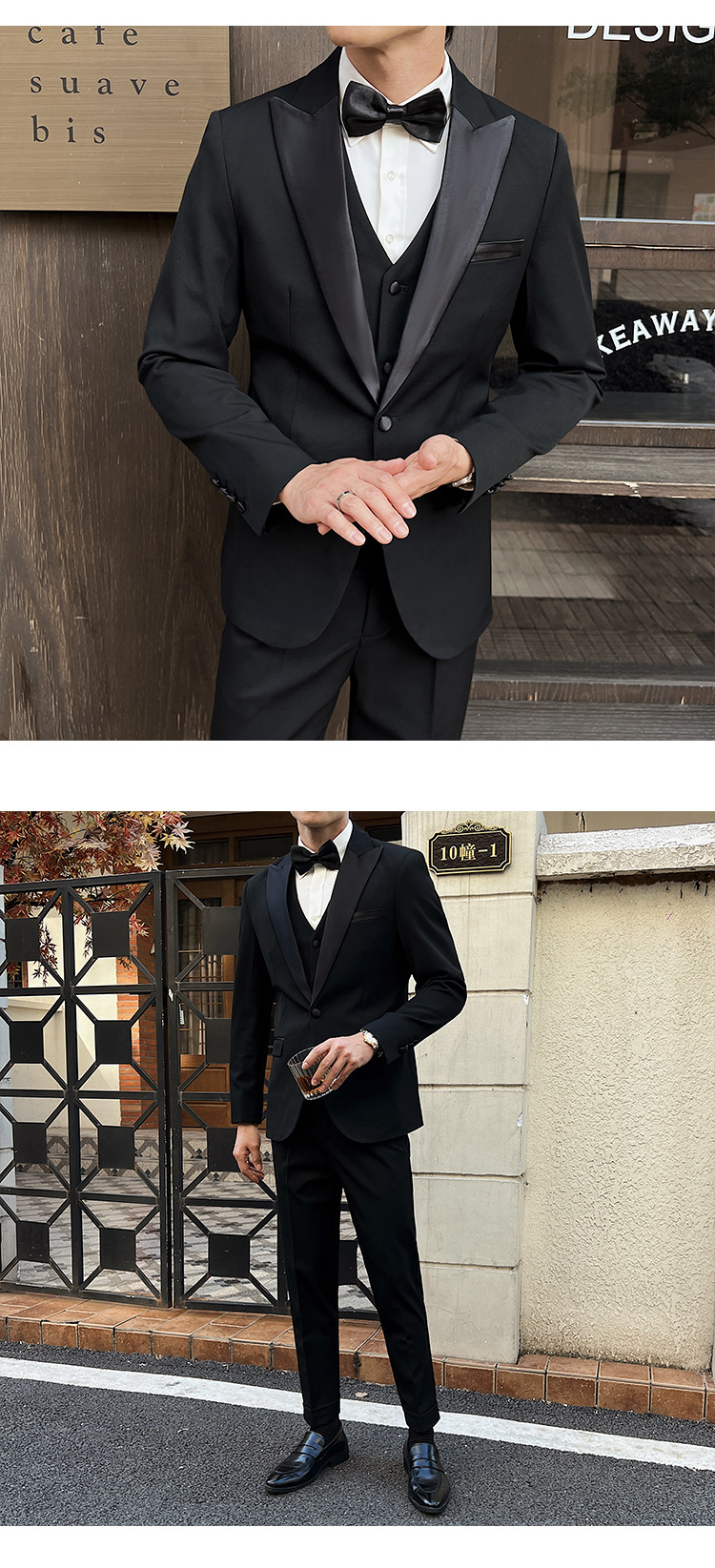 Black Slim Fit Double Breasted Suit (6)