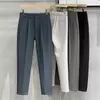 Semi Elastic Waist Pleated Casual Trousers