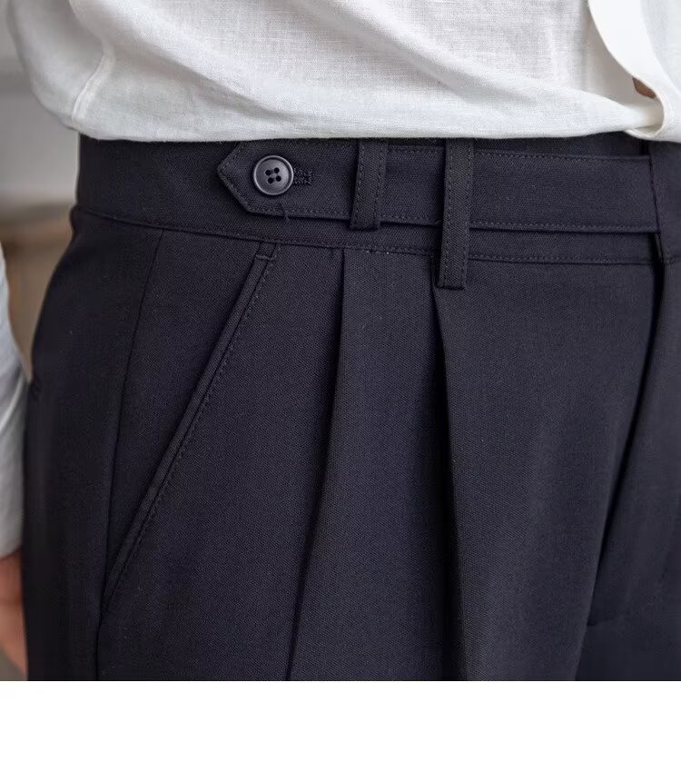 High Waist Pleated Business Mens Dress Pants (6)