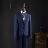 Womens Royal Blue Houndstooth Formal Blazer Suit