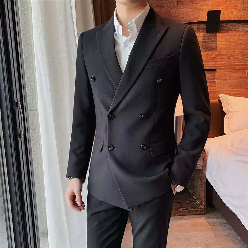 Mens Luxury Double Breasted Business Blazer