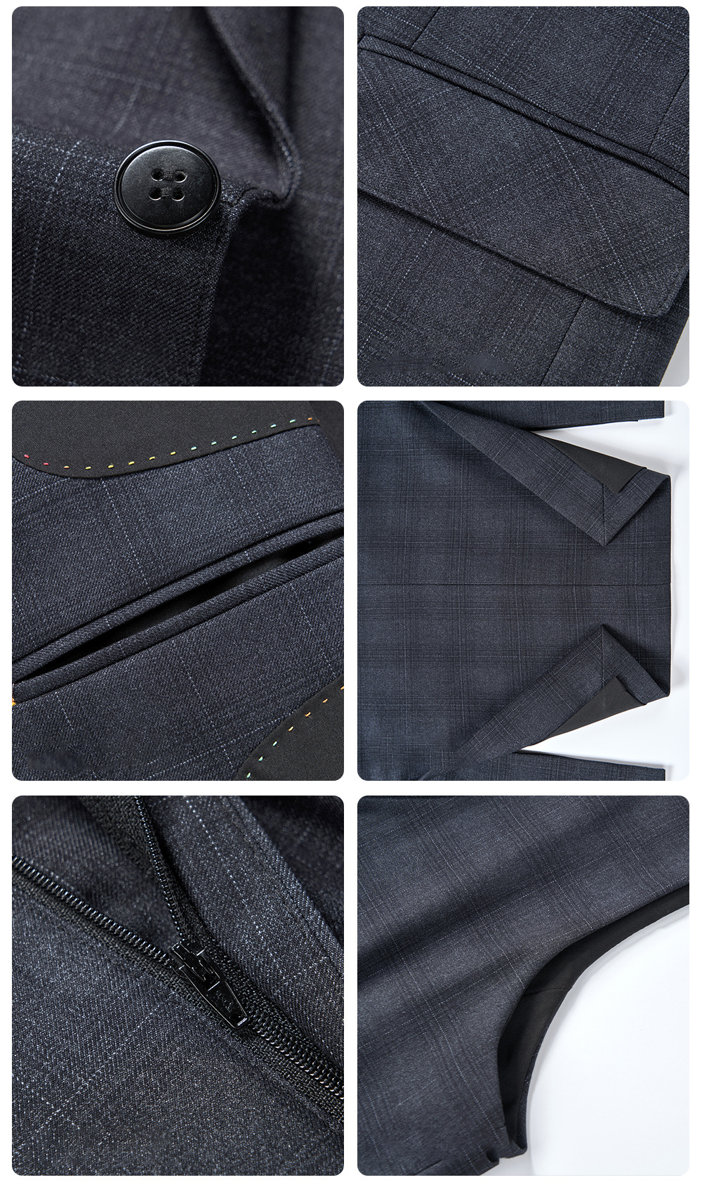 Mens Business Plaid Three Piece Suit (2)