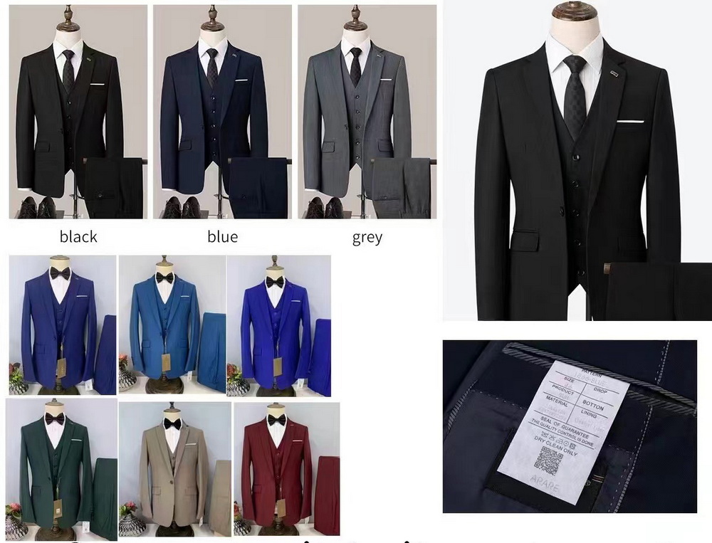 Men's Slim-Fit Business Formal Three-Piece Suit (14)