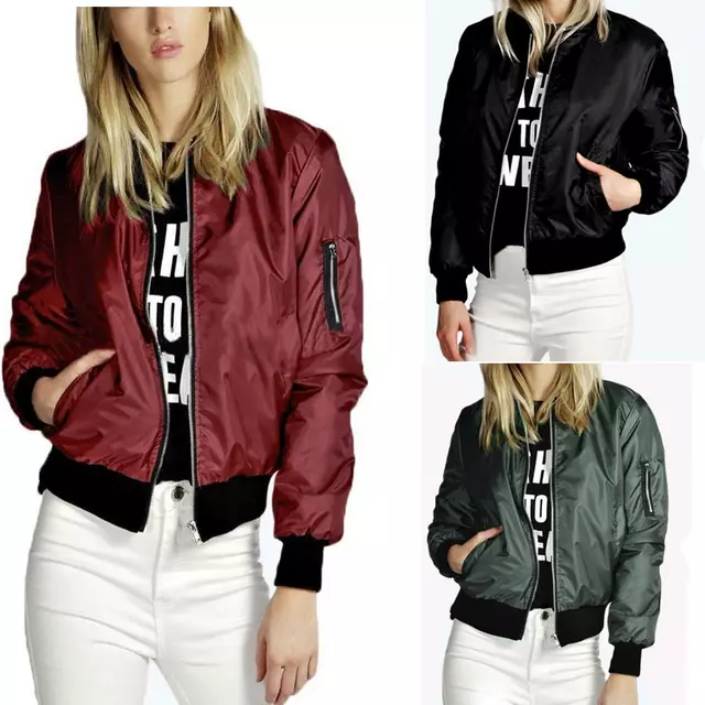 Women's Solid Zip Up Spring Autumn Jacket