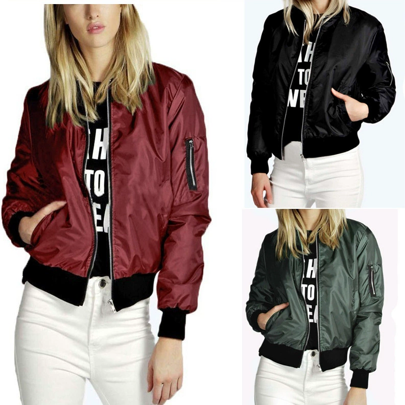 Women's Solid Zip Up Spring Autumn Jacket