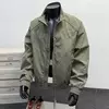 Mens Solid Stand Collar Casual Jacket