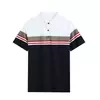 Mens Plus Size Striped Business Casual Polo Shirt