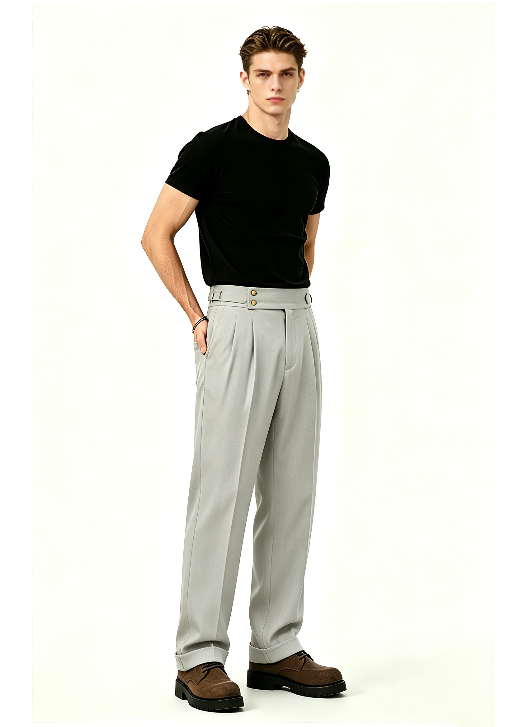 Autumn Winter High Waist Naples Mens Dress Pants