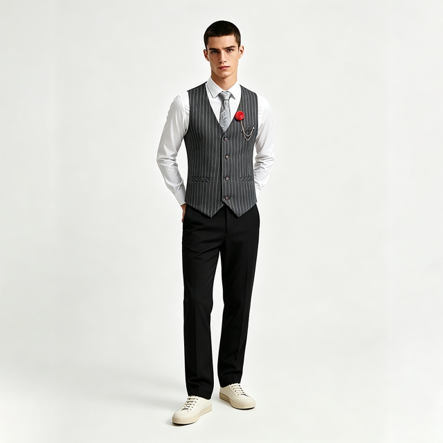 Mens Slim Fit Single Breasted Suit Waistcoat