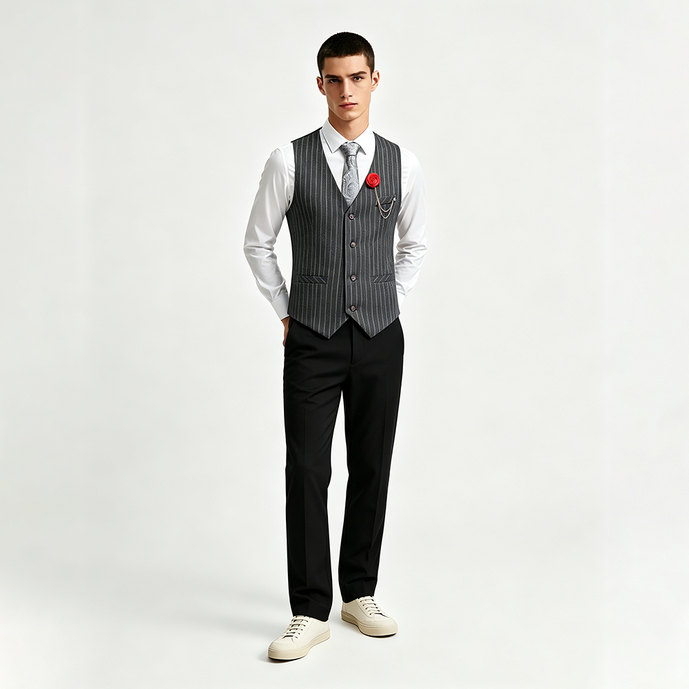 Mens Slim Fit Single Breasted Suit Waistcoat