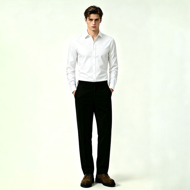 Mens Solid Crease Resistant Uniform Shirt