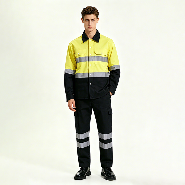 Mens Hi Vis Cotton Long Sleeve Work Shirt