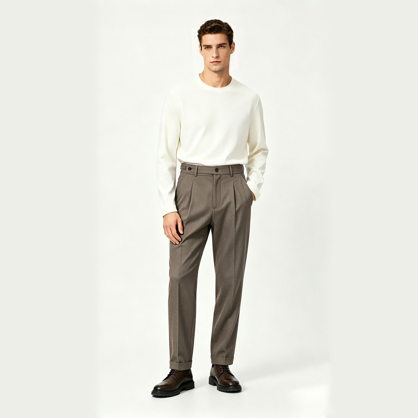 Premium Drape Pleated Retro Dress Pants