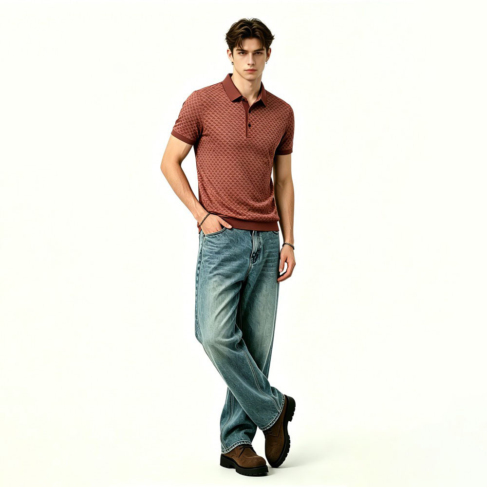 Mens Stretch Lightweight Summer Polo Shirt