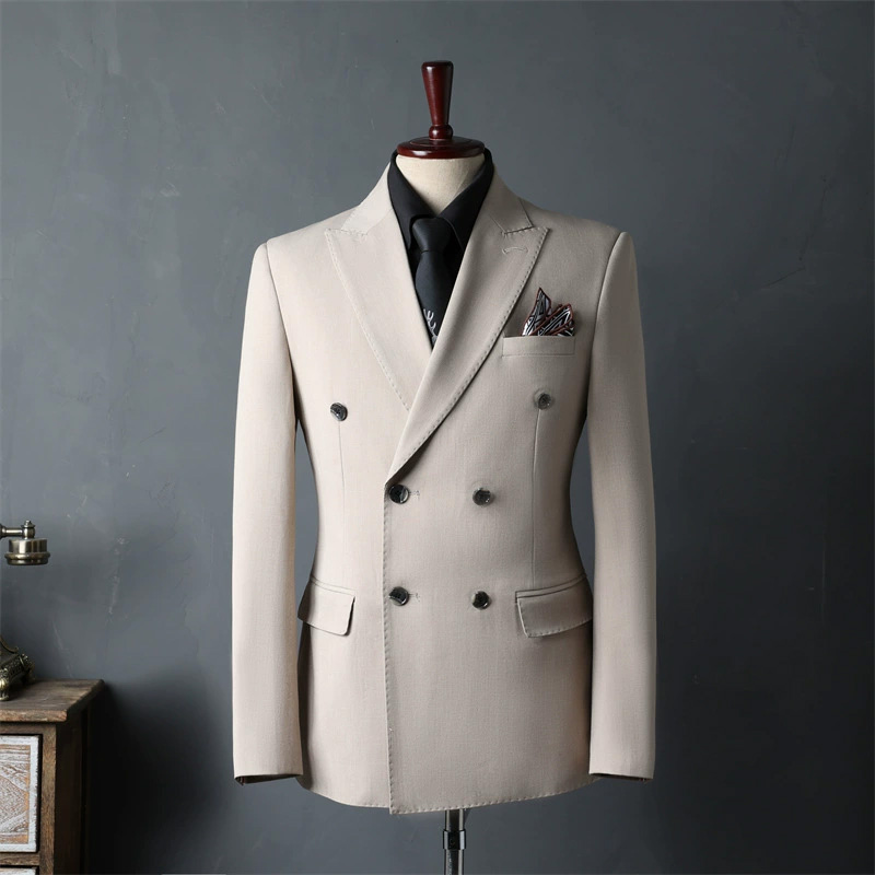 Beige Double-Breasted Suit Set