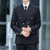 Unisex Double-Breasted Pinstripe Workwear Blazer
