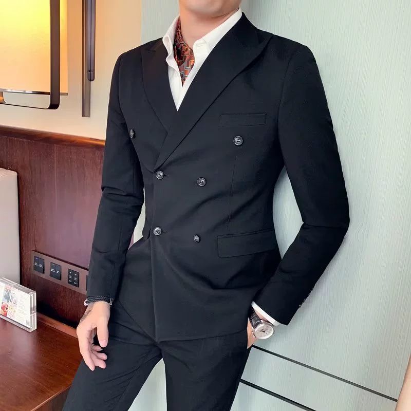 Mens Double Breasted Wedding Groom Suit (1)