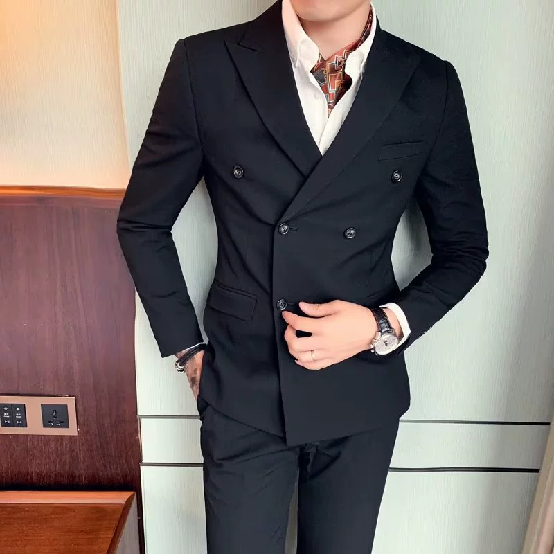 Mens Double Breasted Wedding Groom Suit