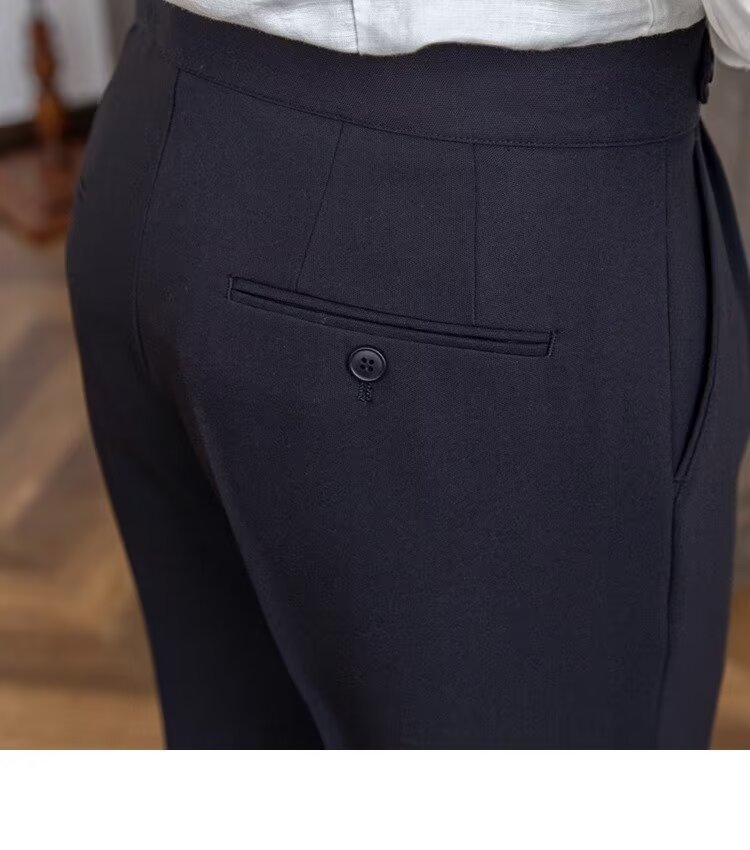 High Waist Pleated Business Mens Dress Pants (4)