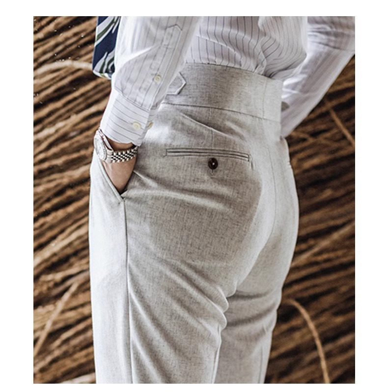 Light Gray High Waist Naples Mens Trousers (2)
