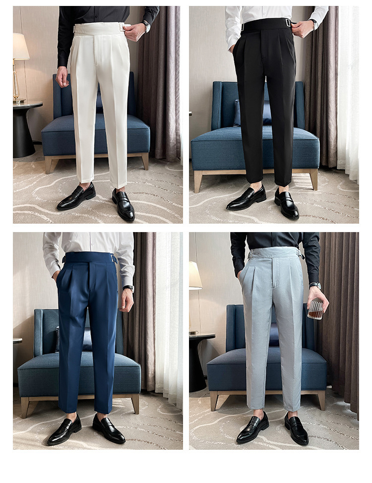 Naples Pleated Slim Fit Business Dress Pants (1)