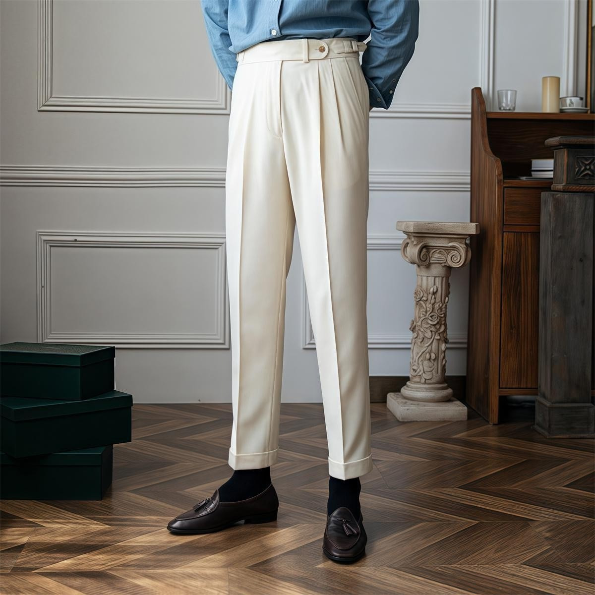 British Style High Waist Mens Dress Pants (3)