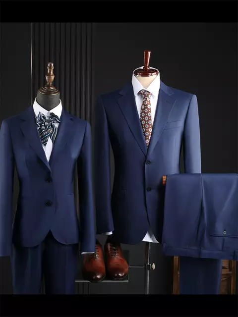 Womens Royal Blue Houndstooth Formal Blazer Suit